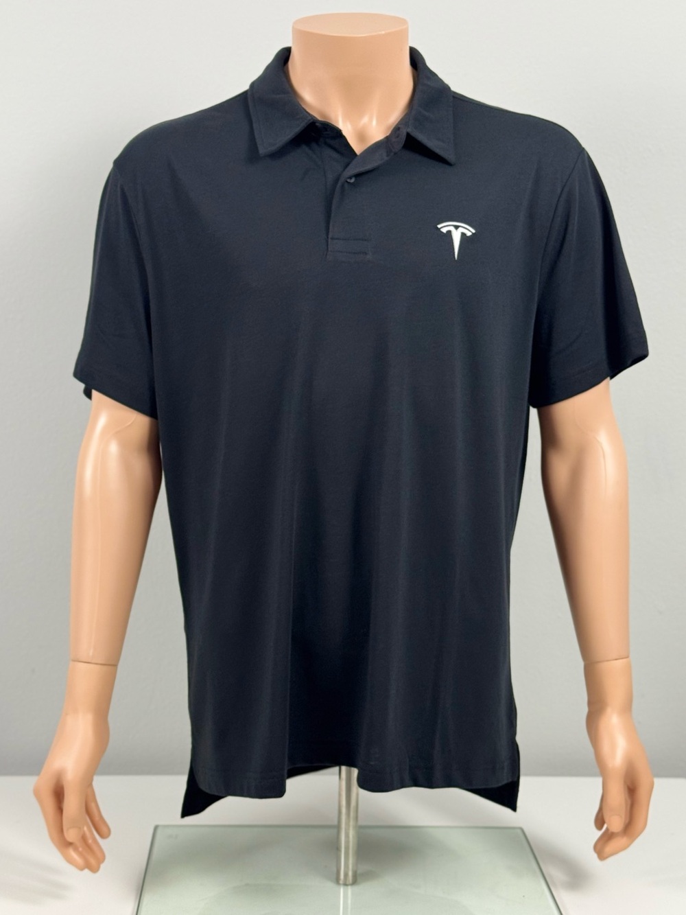 Tesla Motors Menโs Polo Shirt XL Black Short Sleeve